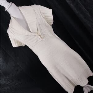 DEREK HEART! VANILLA CREAM LUXE CABLE KNIT, WIDE COLLAR SWEATER DRESS! SZ 2X